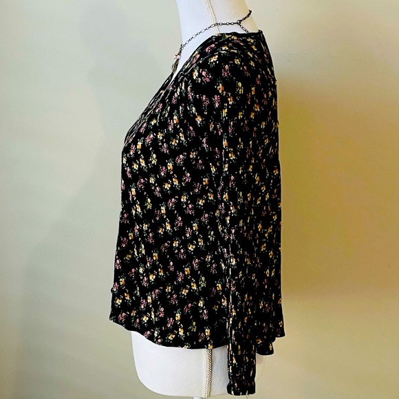 🔥FP Free People boho floral long sleeve open back blouse top size small x small - Picture 8 of 14